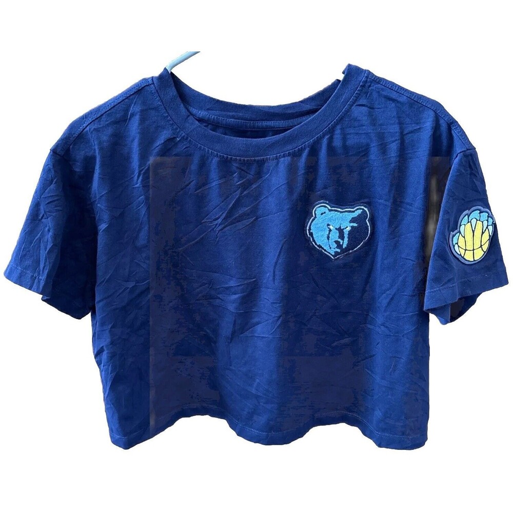 PRO STANDARD Women Memphis Grizzlies Crop Top S Navy Blue Patch Appliqué  Cotton